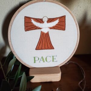 Création brodée Pace saint François d'Assise Atelier Saint Michel