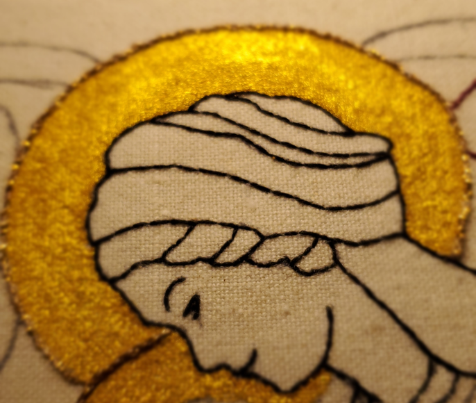 Sainte Vierge Marie auréolée création Atelier Saint Michel